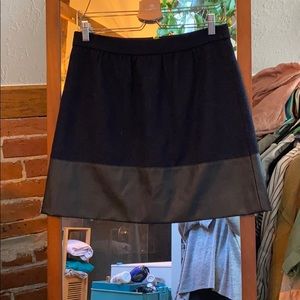 J Crew work skirt, navy and vegan leather